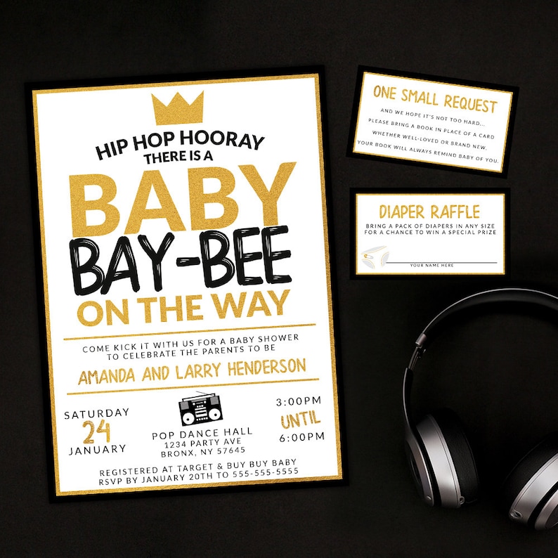 Hip Hop Baby Shower Invitation 90 S Image 0