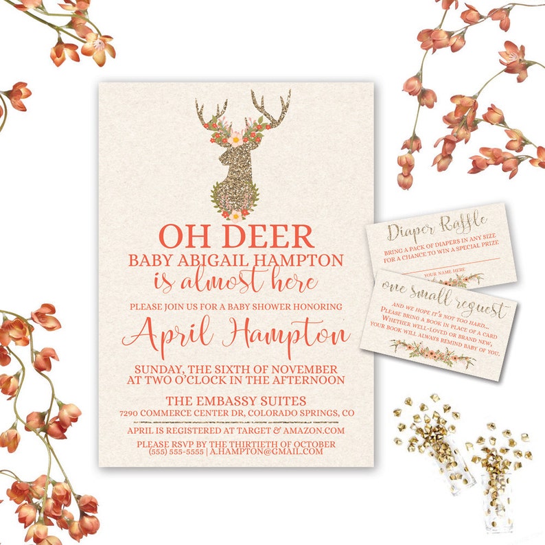 Girl Deer Baby Shower Invitation Girl Baby Shower Etsy