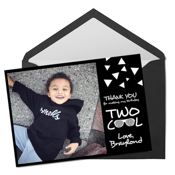 Two Cool Birthday Thank You Card,Two Cool Thank You Card, Picture Thank You Card, Thank You Card Kids, Printable Birthday Invitation