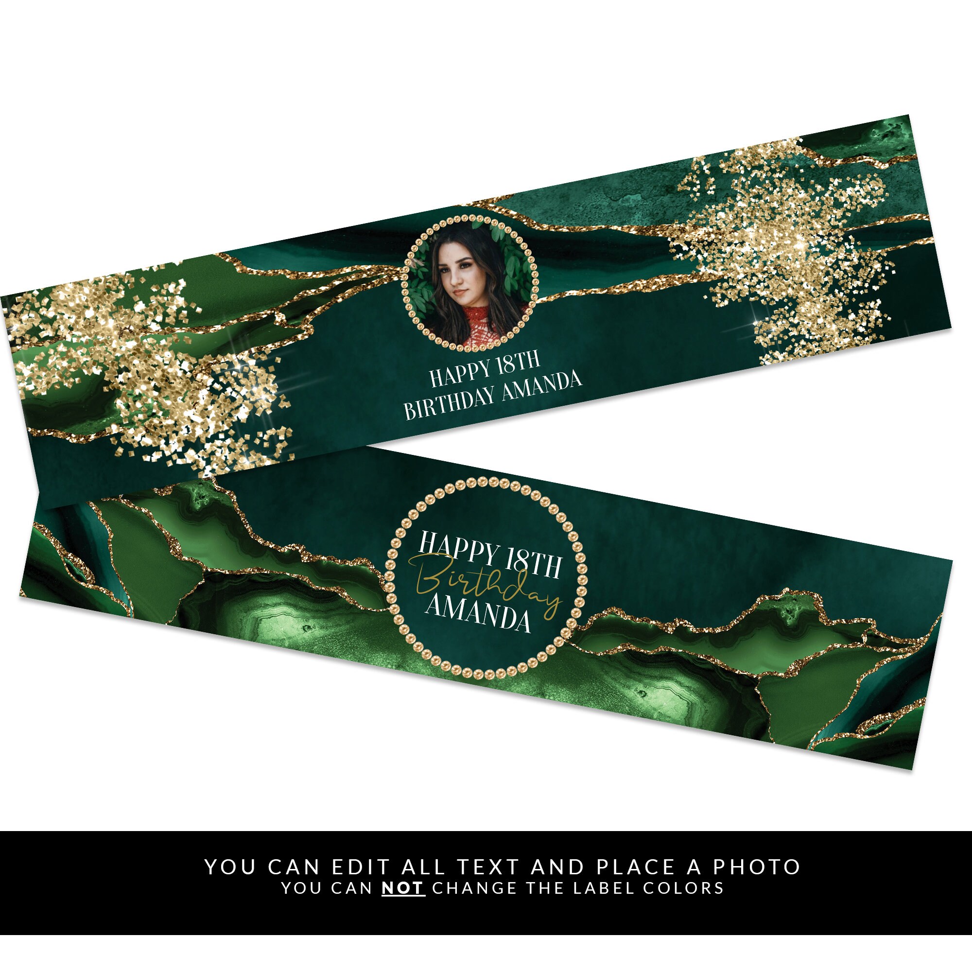 Emerald Green and Gold Water Bottle Labels Green and Gold Etsy