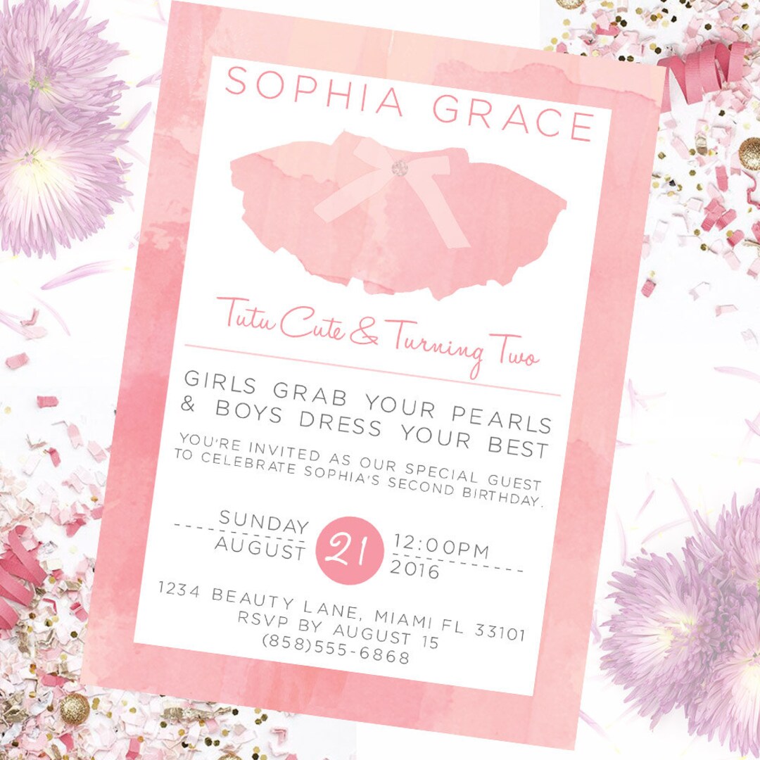 Birthday Invitation, Tutu Birthday Invitation, Tutu Cute Birthday
