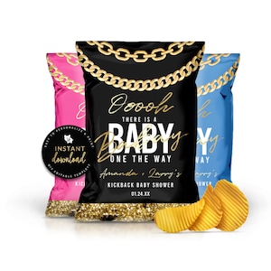 Hip Hop Baby Shower Chip Bag Template, Gold Chain Chip Bag, Baby Shower Chip Bag, Hip Hop Chip Bag, Chip Bag Printable, Digital Templett