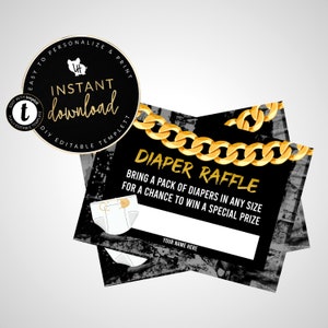 Hiphop luierloterijkaart, kaart hiphopbehuizing, hiphopbabyshower, hiphopluierfeestje, bewerkbare instant-tempel