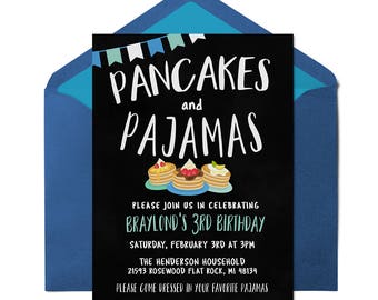 Pancakes and Pajamas Invitation, Sleepover Invitation, Pancake Party, Pancake Birthday, Pajamas Invitation, Printable Birthday Invitation