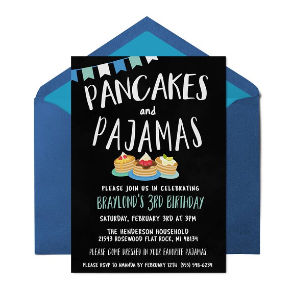 Pancakes and Pajamas Invitation, Sleepover Invitation, Pancake Party, Pancake Birthday, Pajamas Invitation, Printable Birthday Invitation