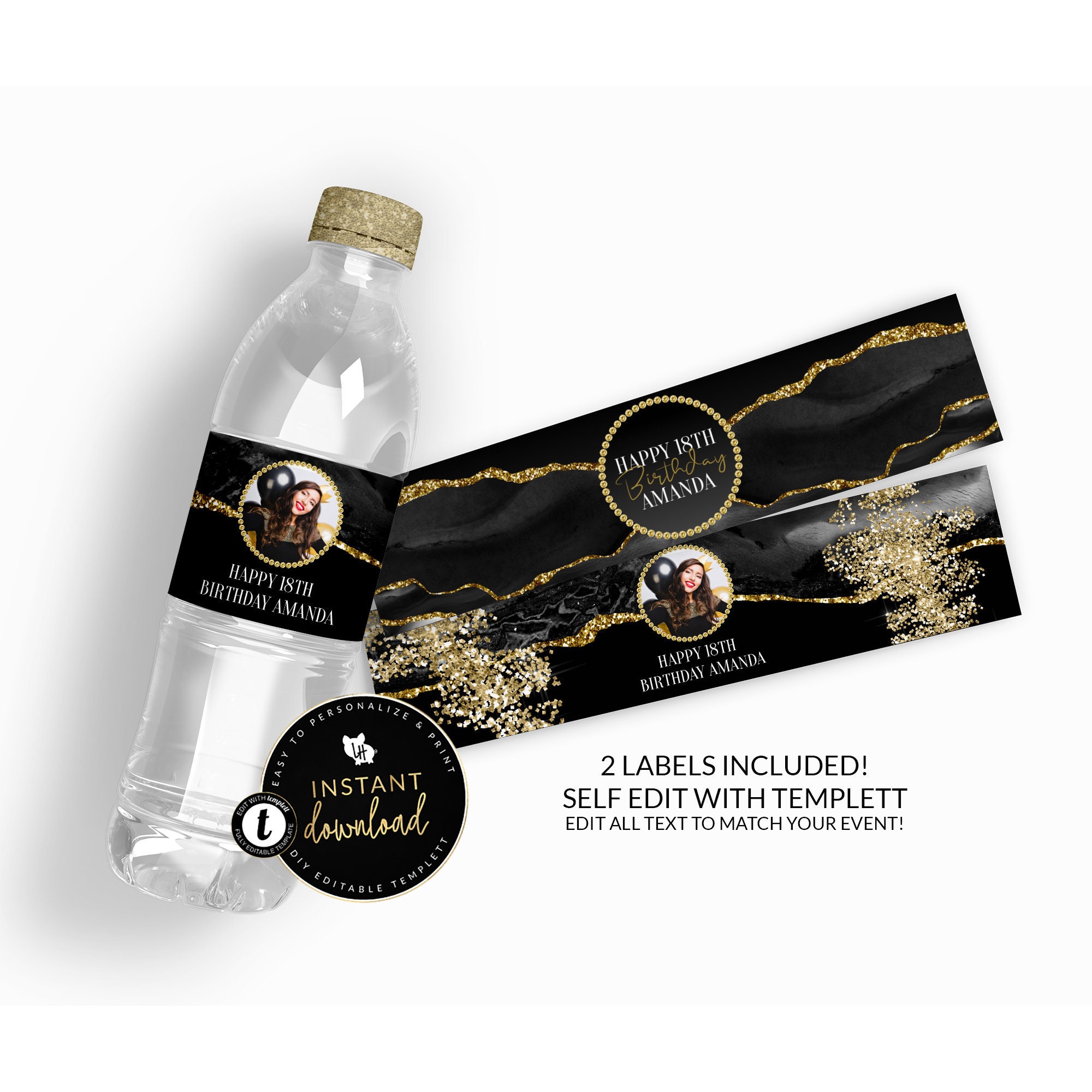Lv inspired matte black water bottle  Custom glitter, Black water bottles,  Awareness ribbons