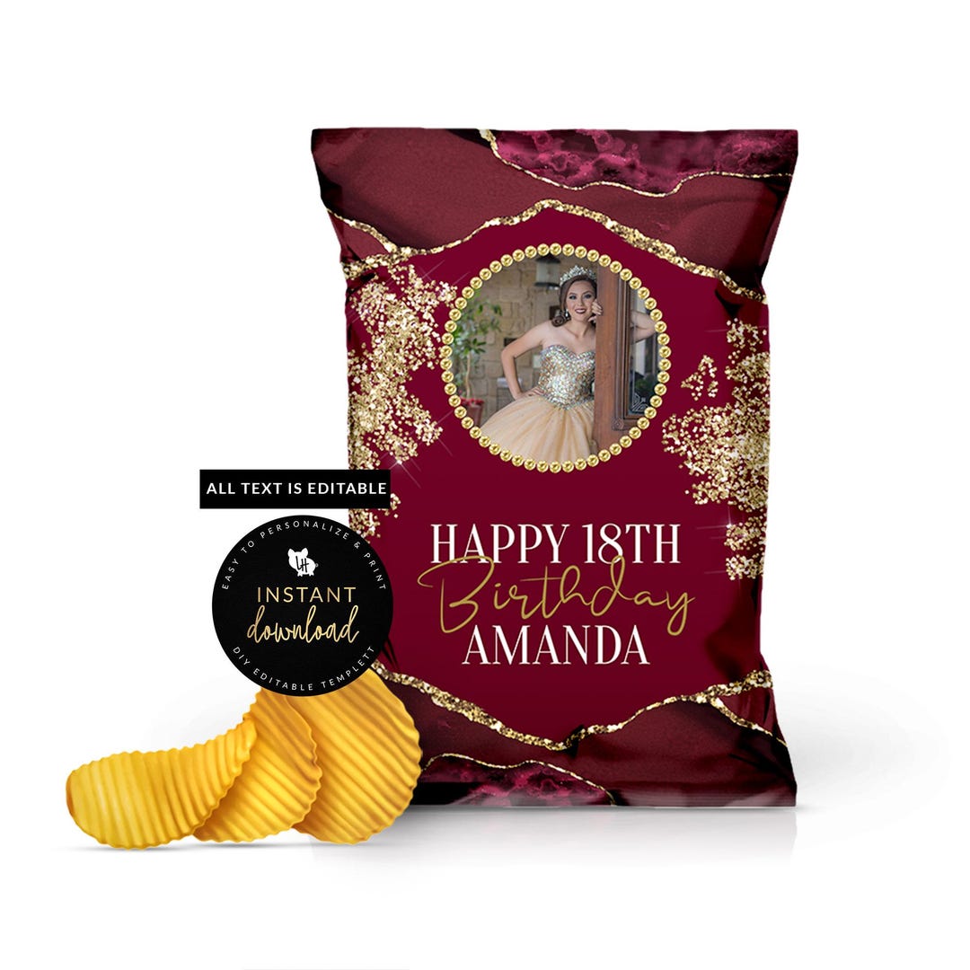Burgundy and Gold Chip Bag, Burgundy and Gold Agate Chip Bag , Burgundy ...