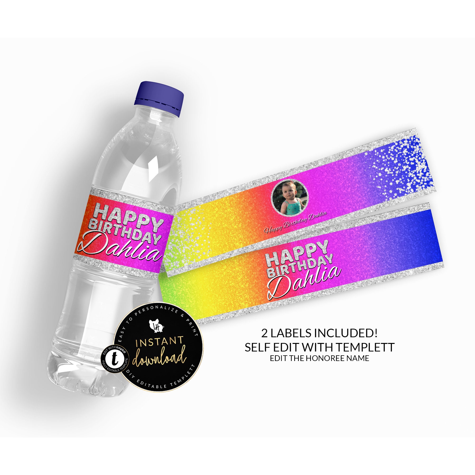 Personalized Water Bottle Kids Name Stickers Labels Gym Drink