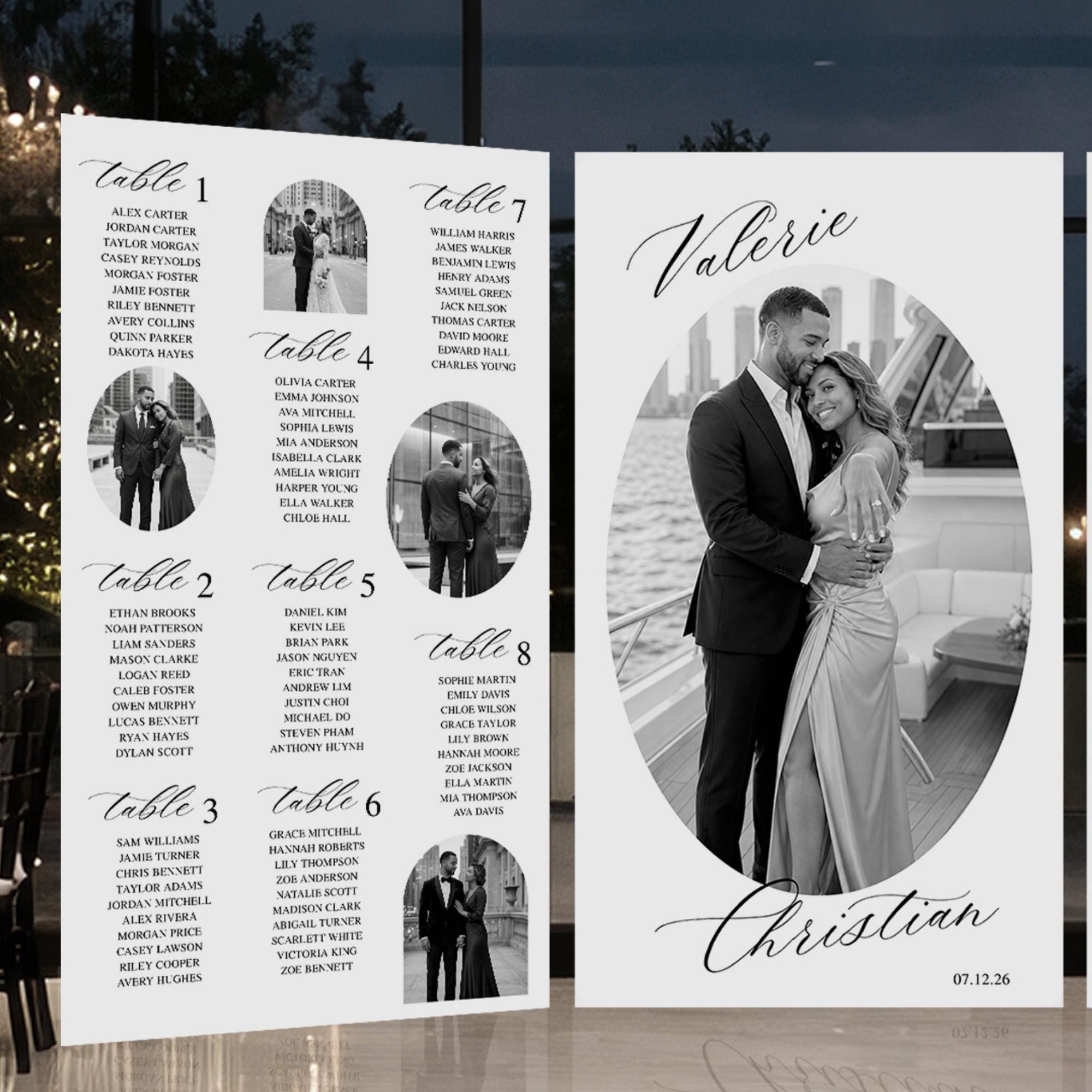 Panel Seating Map Editable Wedding Seating Chart Template With Photos | 3 Panel Seating ...