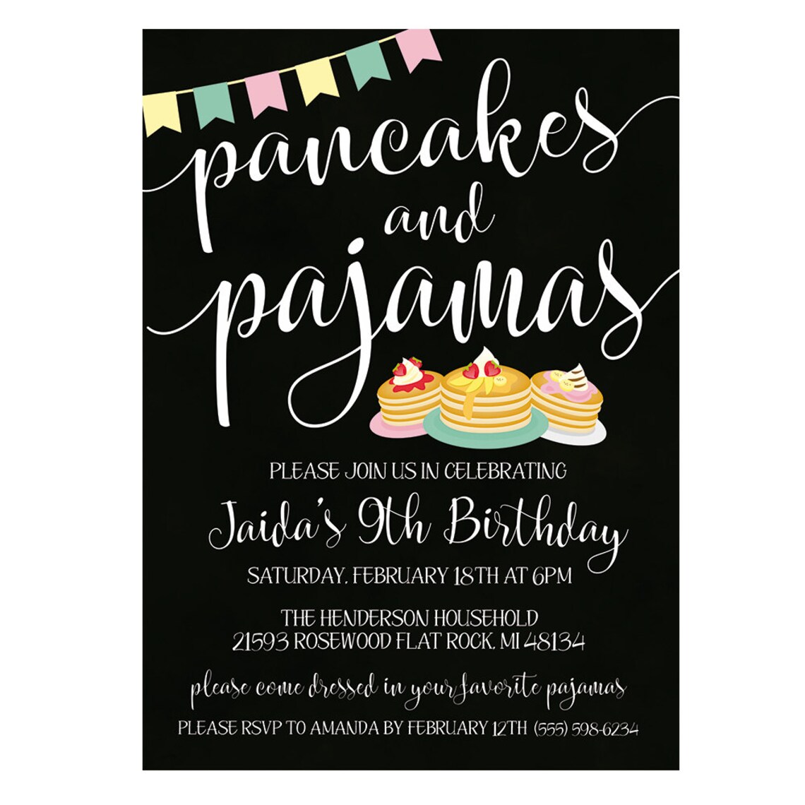 Pancakes and Pajamas Invitation Sleepover Invitation Etsy