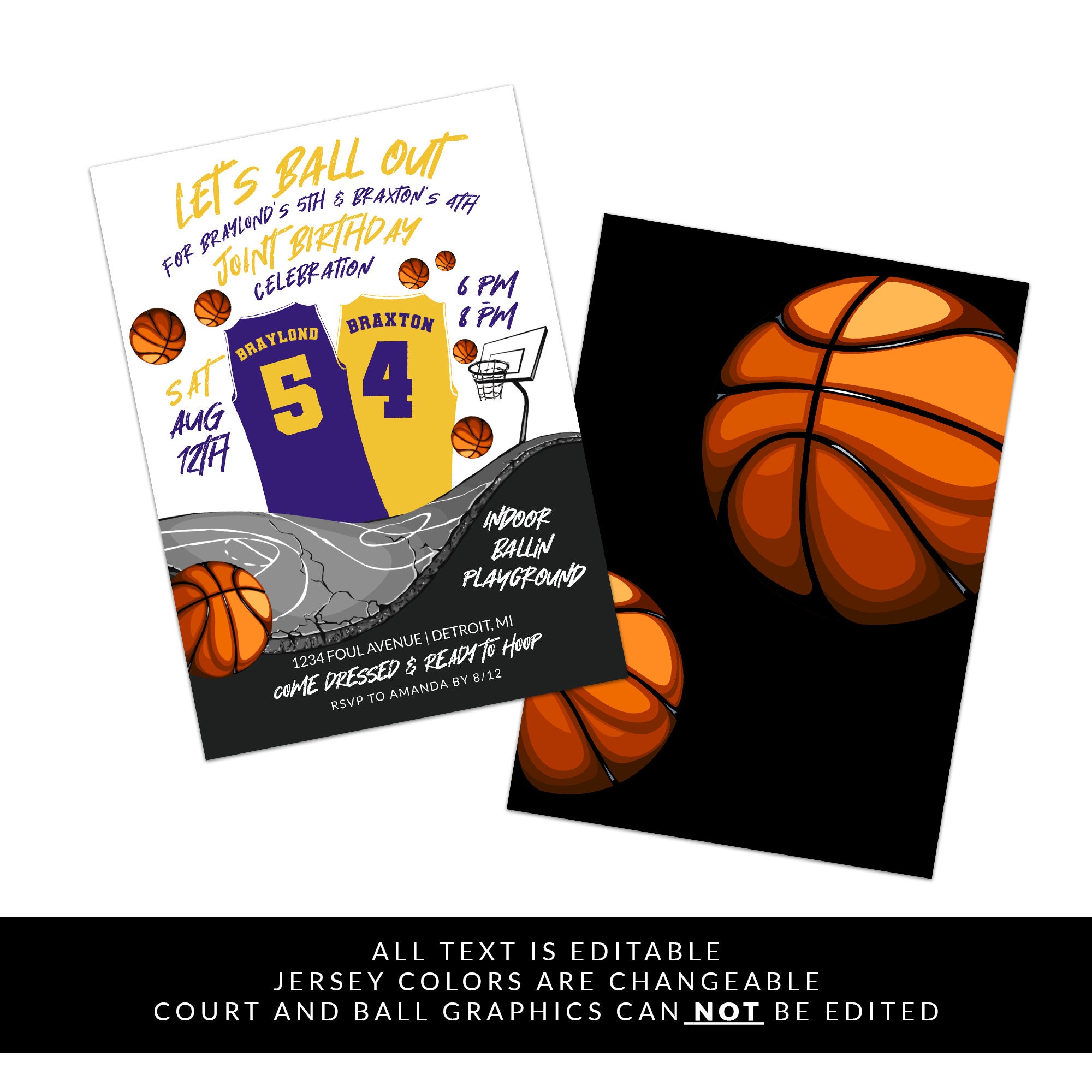 Invitación de baloncesto, invitación de cumpleaños de baloncesto, invitación  de cumpleaños de gemelos, invitación deportiva, invitación de Templett  editable al instante - Etsy México, image size:2000x2000
