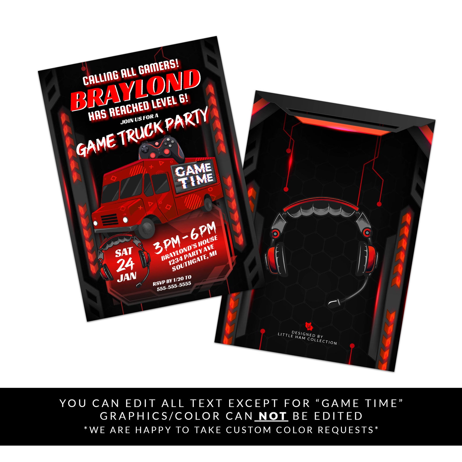 Game Truck Party Invitation Gaming Truck Invite Video Game - Etsy