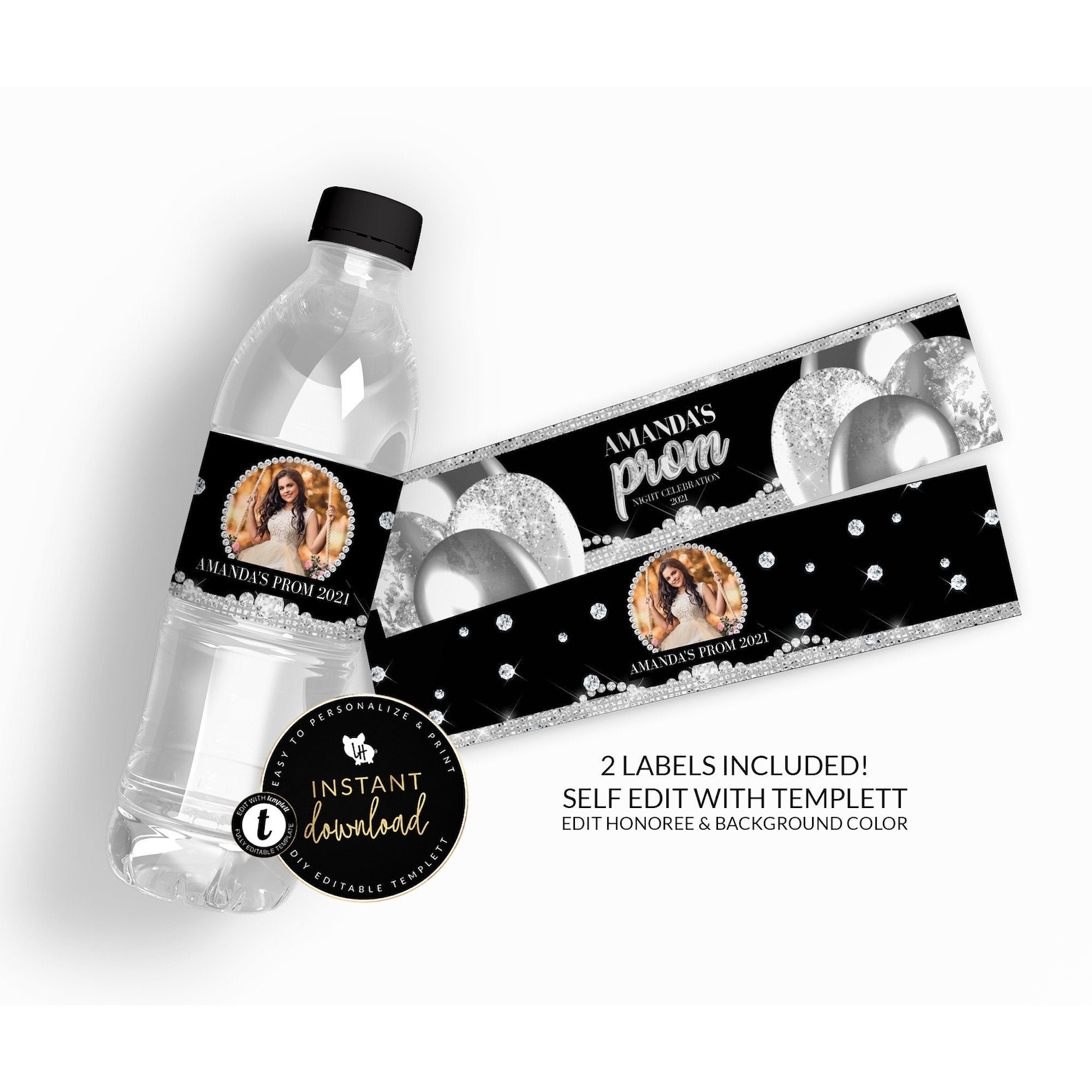 Prom Water Bottle Labels Silver Prom Sendoff Water Bottle Etsy