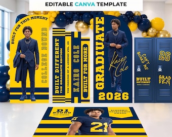 Senior Graduation Backdrop Bundle, Modern Grad Party Decor, High School Legacy Large Format Print, Graduation Decorations Template