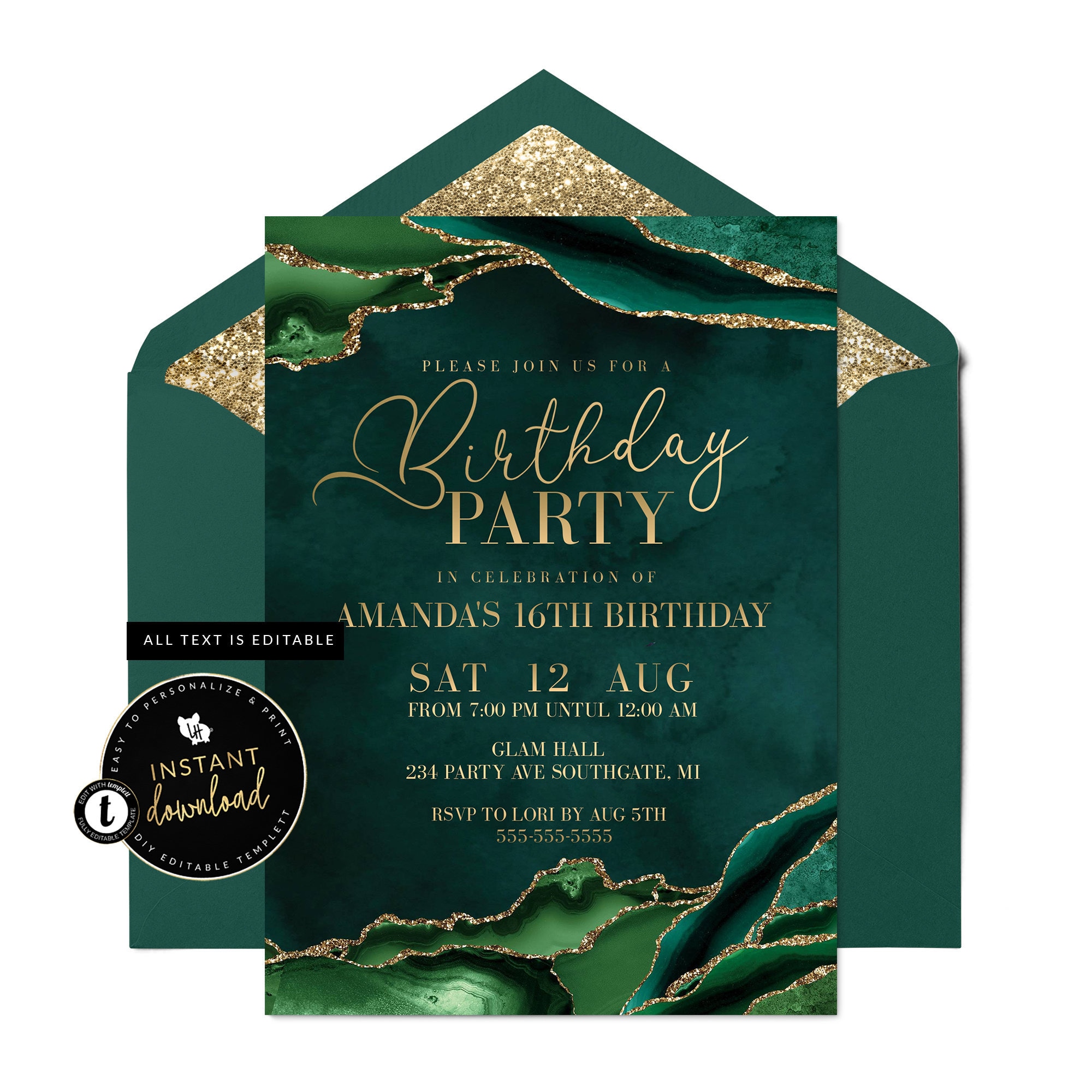 emerald-green-and-gold-invitation-emerald-green-invitation-etsy