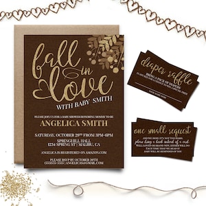 Fall Baby Shower Invitation, Fall In Love Baby Shower Invitation, Autumn Baby Shower Invitation, Printable Baby Shower Invitation Set