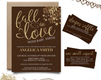 Fall Baby Shower Invitation, Fall In Love Baby Shower Invitation, Autumn Baby Shower Invitation, Printable Baby Shower Invitation Set