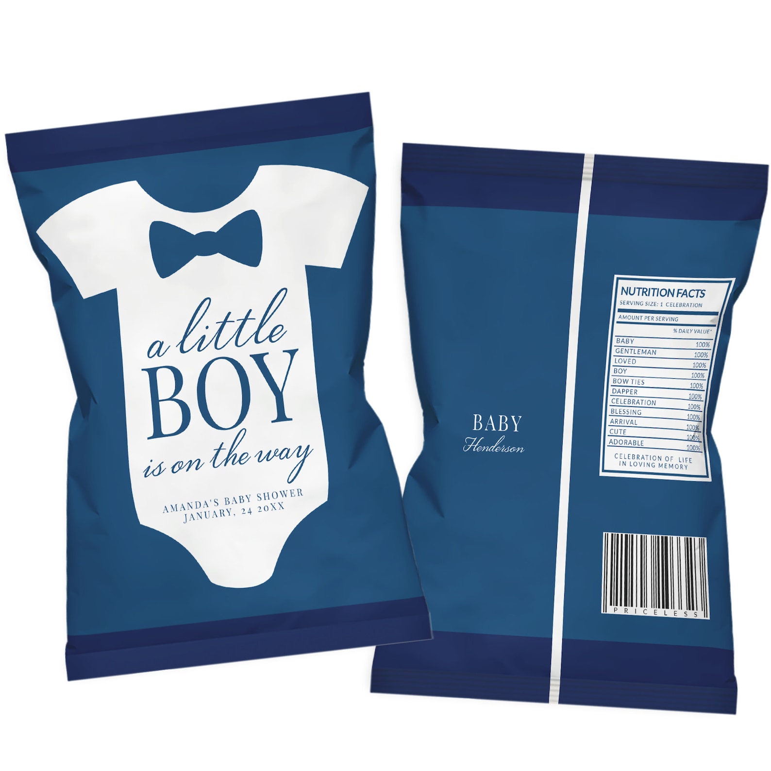 Bow Tie Baby Shower Chip Bag Boy Baby Shower Chip Bag Etsy