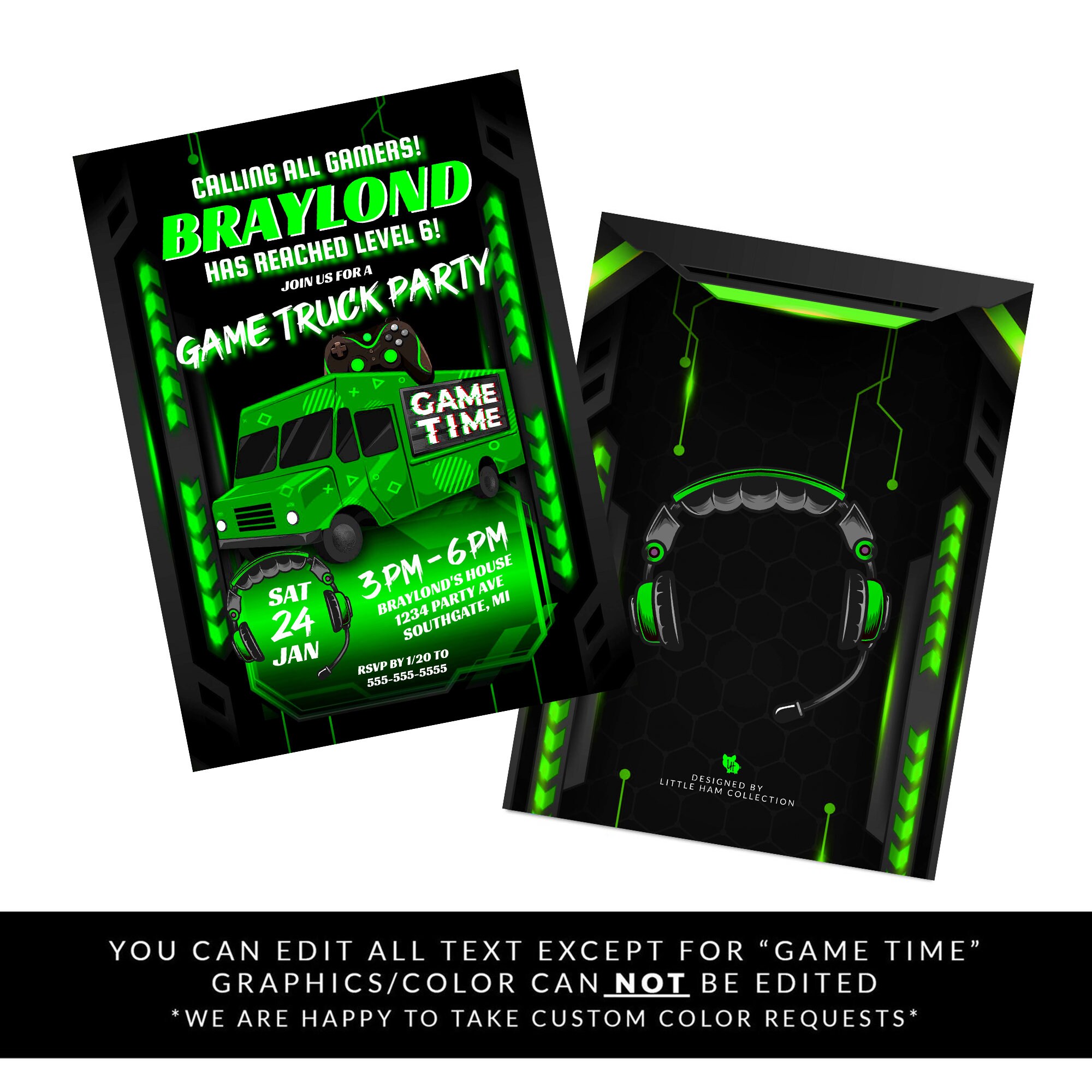 Green Game Truck Party Invitation Gaming Truck Invite Video - Etsy Israel