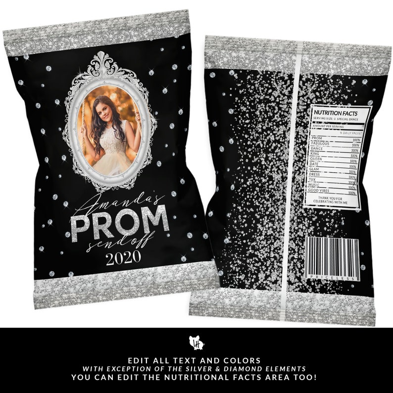 Silver Prom Chip Bag Prom Favor Bag Prom Send off Chip Bag Etsy