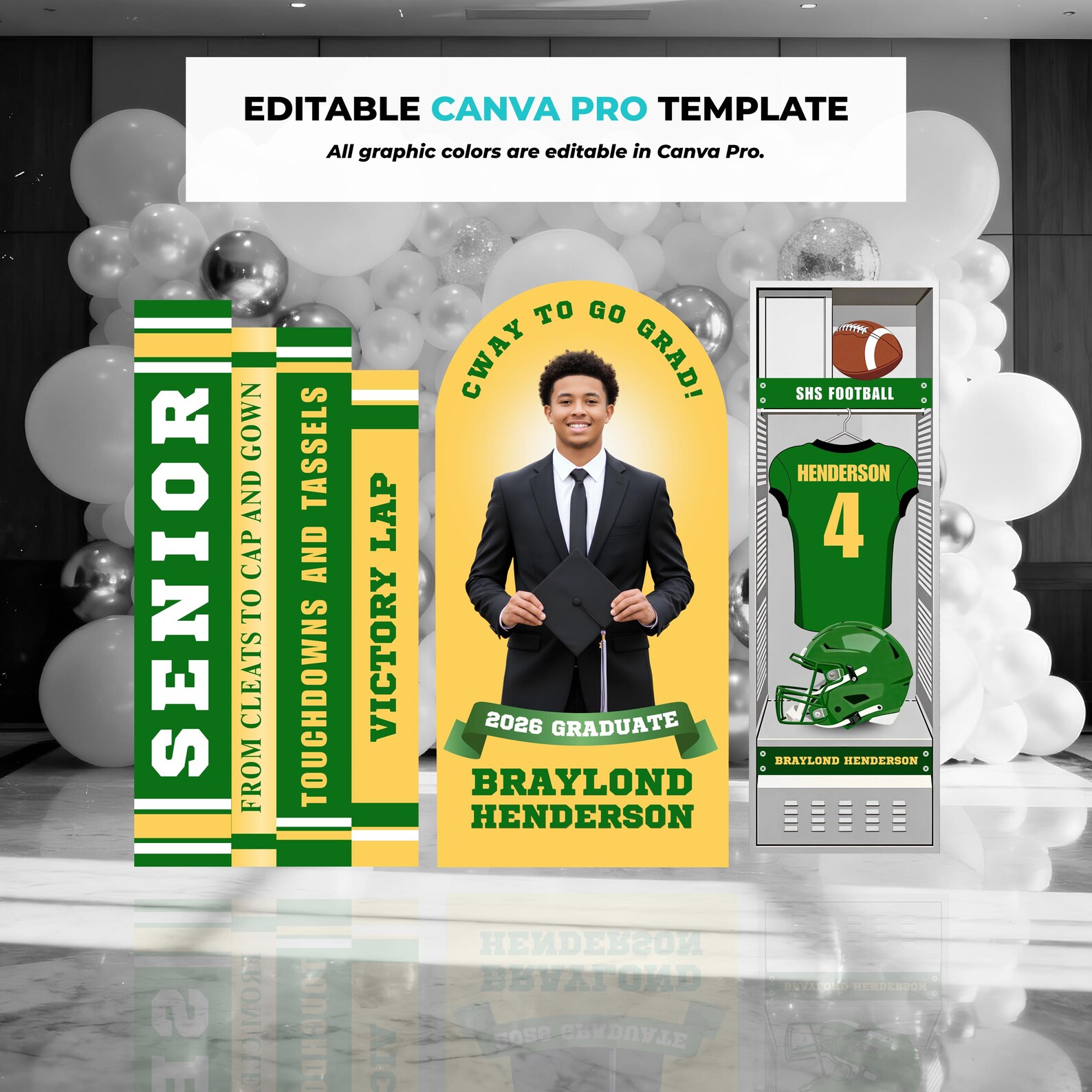 Customizable Sports Locker Graduation Backdrop Panels | Graduation ...