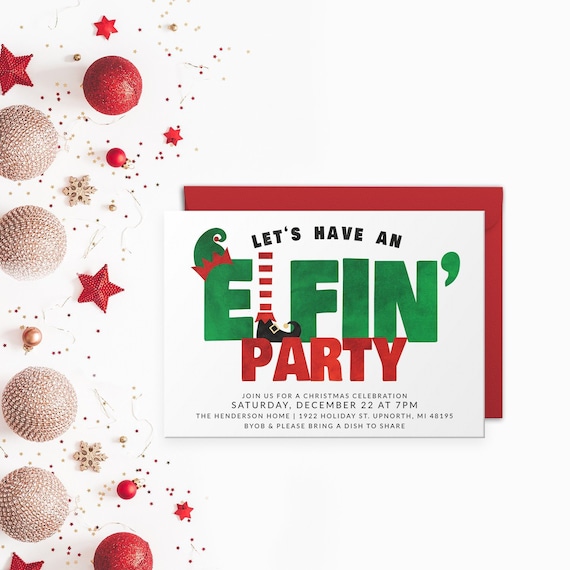 funny christmas party invitation lets have an elfin party funny christmas card funny christmas invite digital christmas party invite funny holiday party invitations