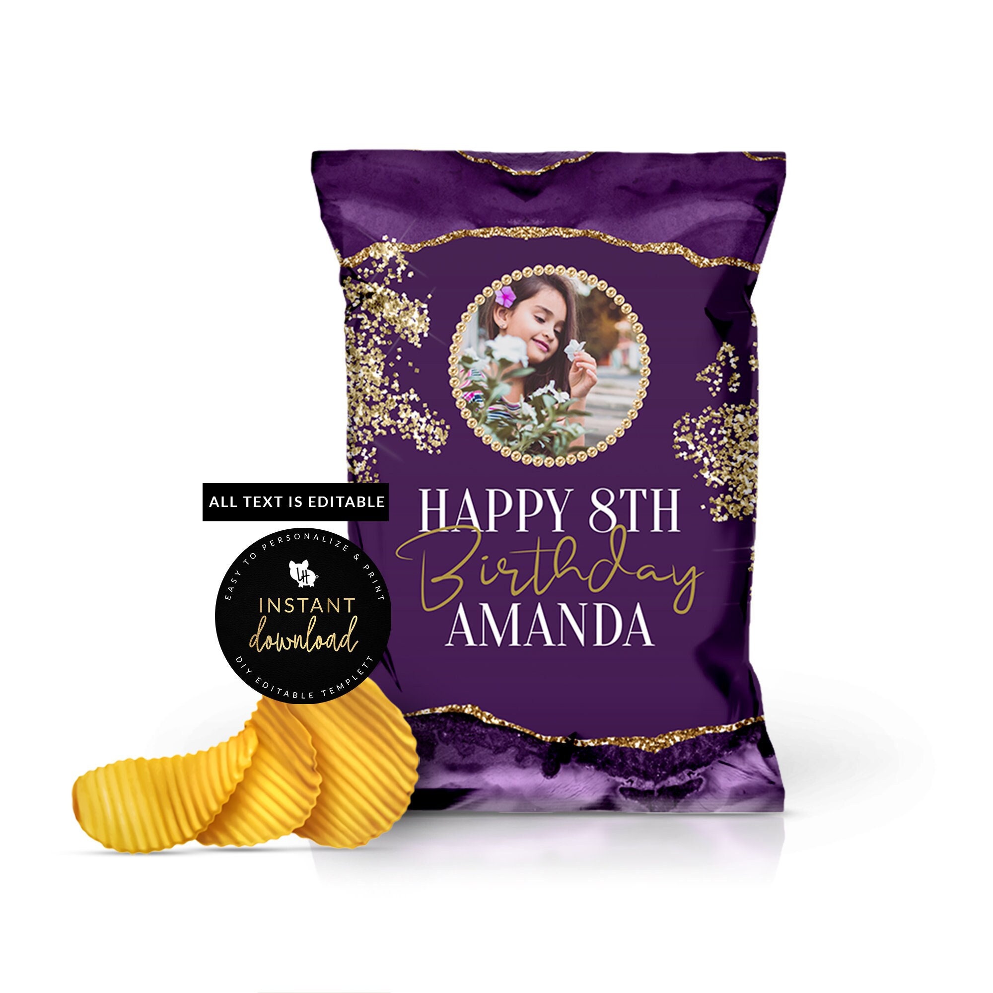 Purple and Gold Chip Bag Purple and Gold Agate Chip Bag Etsy