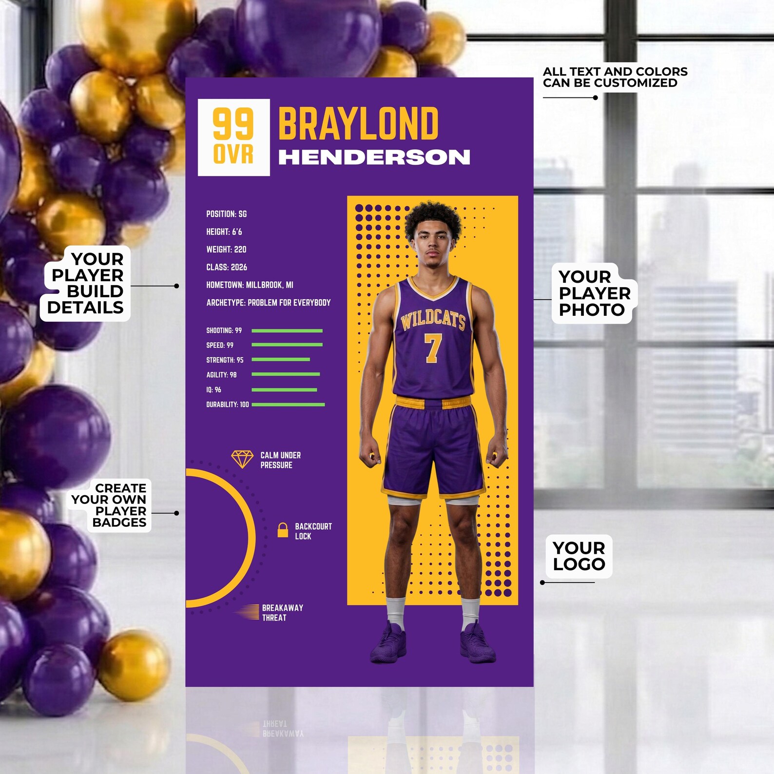 Basketball Backdrop Template | Athlete Build Display | Graduation ...