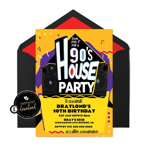 送料込み90年代ハウス50枚まとめ売り/90'S HOUSE ② 90's House Party Invitation, House Party Invitation, 90's Birthday