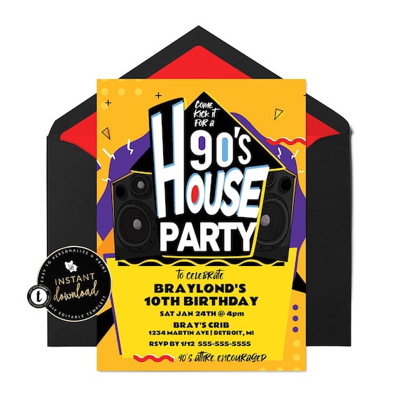 90 s House Party Invitation House Party Invitation 90 s Birthday