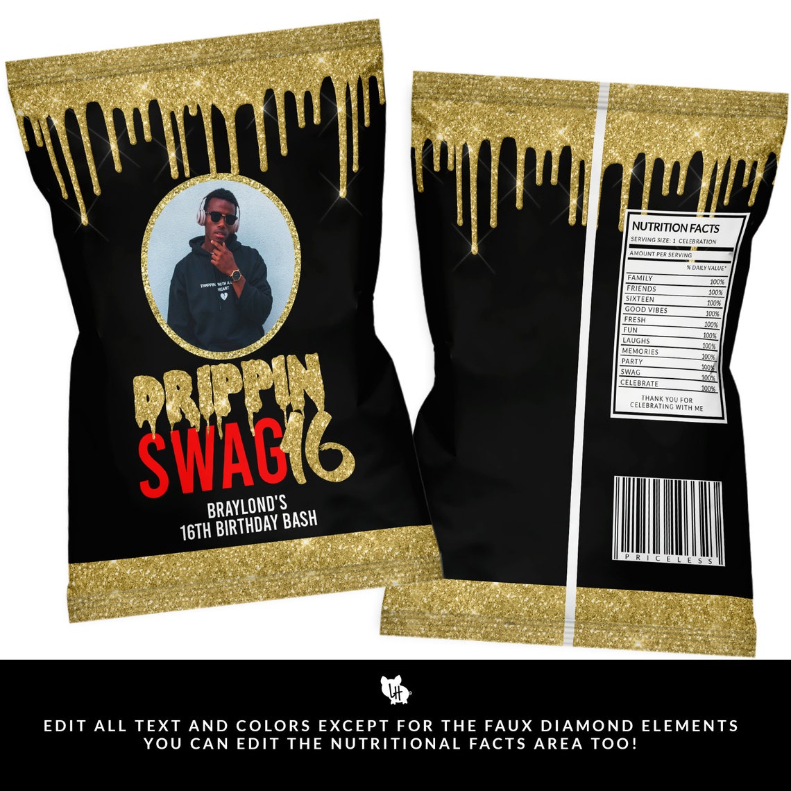 Swag 16 Chip Bag Sweet Sixteen Chip Bag 16th Birthday Party Etsy