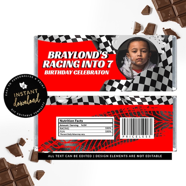 Racing Candy Bar Label, Printable Candy Cover, Race Candy Bar Label, ATV Birthday, Race Car Birthday, Instant Download Digital Templett