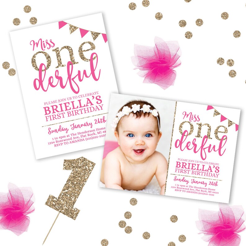 Onederful Birthday Invitation Miss Onederful Birthday Theme Etsy