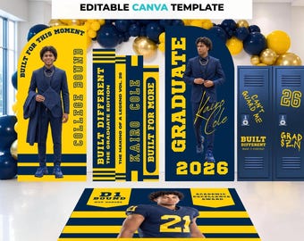 Senior Graduation Backdrop Bundle, Modern Grad Party Decor, High School Legacy Large Format Print, Graduation Decorations Template