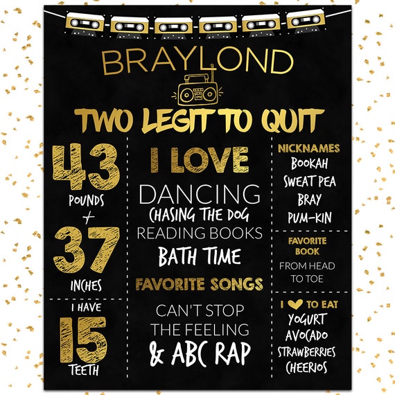 Two Legit Birthday Stats Board, 2nd Birthday Stats, 2nd Birthday Poster, Birthday Stats Poster, Printable Birthday Chalkboard, Two Legit