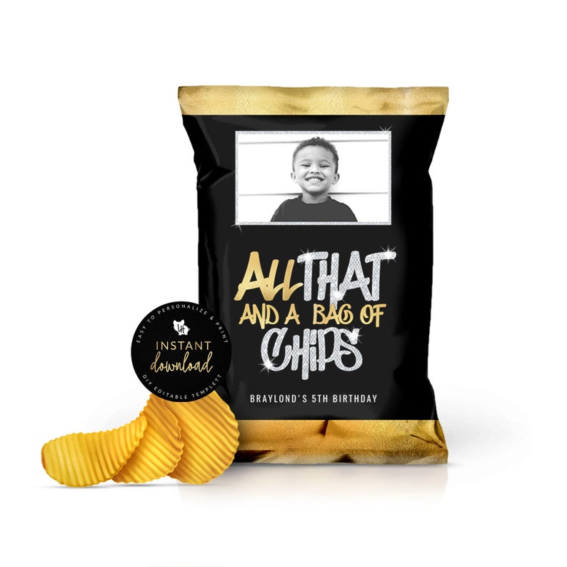 Chip Bag Printable Photo Chip Bag Template Digital Templett All That and a Bag of Chips Party Chip Bag Template Hip Hop Chip Bag