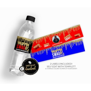 Swag 16 Water Bottle Labels, Boy Sweet 16, Drippin Swag 16 Water Bottle Label, Templett, Customizable Colors, Instant download