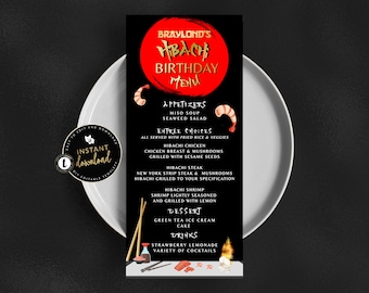 Hibachi Menu Card, Hibachi Dinner Menu, Hibachi Birthday Menu, Instant Download, Hibachi Dinner, Hibachi Party, Self Edit Digital Templett