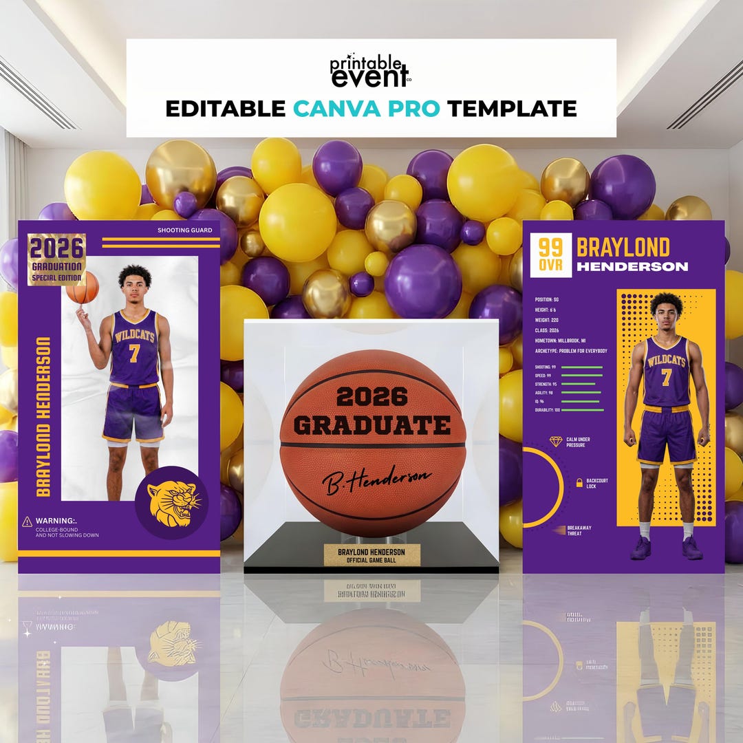 Basketball Backdrop Template | Athlete Build Display | Graduation ...