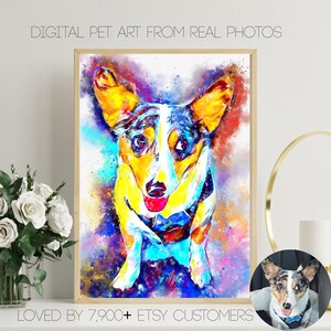 Custom Pet Portraits Using Pet Photo Personalized Digital Dog Portraits Cat Portraits Custom Dog Portrait Custom Pet watercolor Pet Memorial
