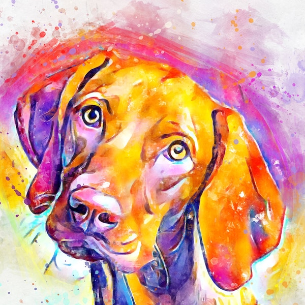 Watercolor Pet Mom Gift - Colorful Personalized Mother's Day Cat -Dog Art