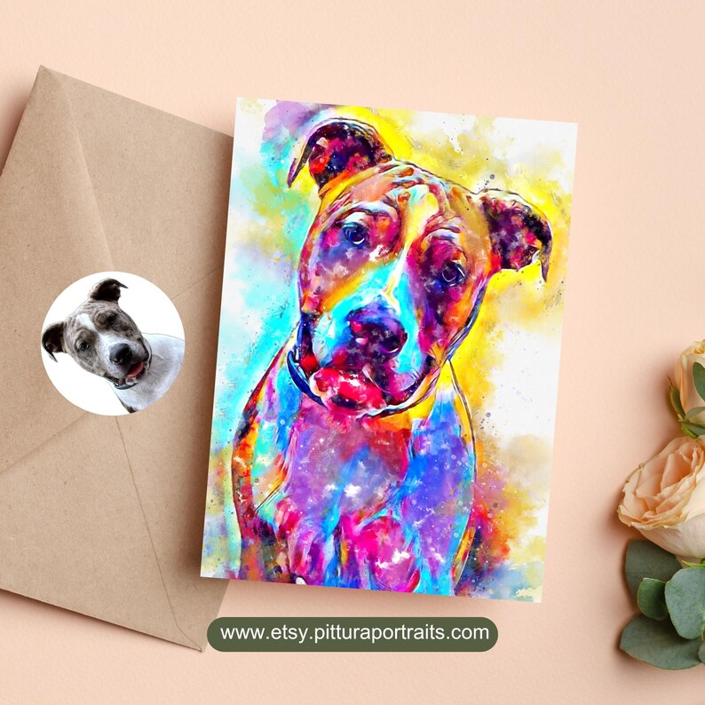 Custom Pet Portraits Using Pet Photo Personalized Digital Dog Portraits Cat Portraits Custom Dog Portrait Custom Pet watercolor Pet Memorial