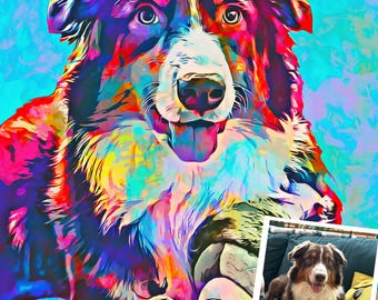 Custom Pet Portrait | Colorful Cartoon Dog or Cat Art (Digital Download 16x20")