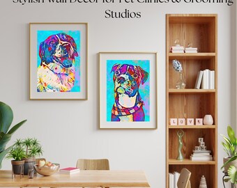 Custom Pet Portrait for Veterinary Clinic Wall Decor, Animal Hospital Lobby Art