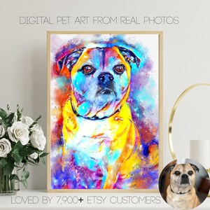 Custom Pet Portraits Using Pet Photo Personalized Digital Dog Portraits Cat Portraits Custom Dog Portrait Custom Pet watercolor Pet Memorial