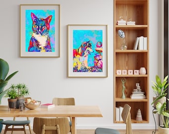 Custom Cat Portrait for Animal Rescue Fundraising, Shelter Office Wall Decor