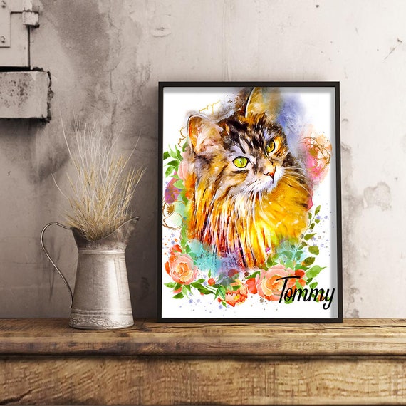 Custom Pet Portrait custom cat portrait Kitten portrait  Etsy