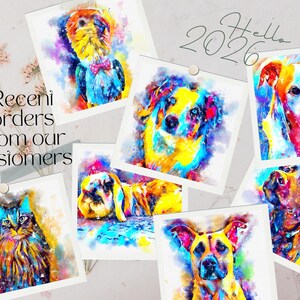 Happy Gotcha Day-cadeau - aangepaste aquarel portret reddingshond afbeelding 2