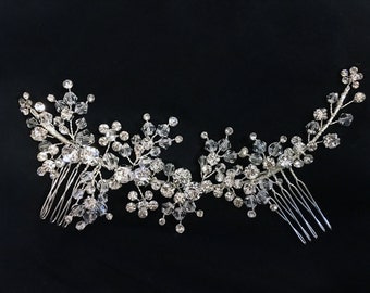 Peigne de cheveux nuptial d’étincelle - strass, cristaux, et fil en métal pliable - accessoires de mariée, pièce latérale de cheveux, peigne nuptial latéral, applique