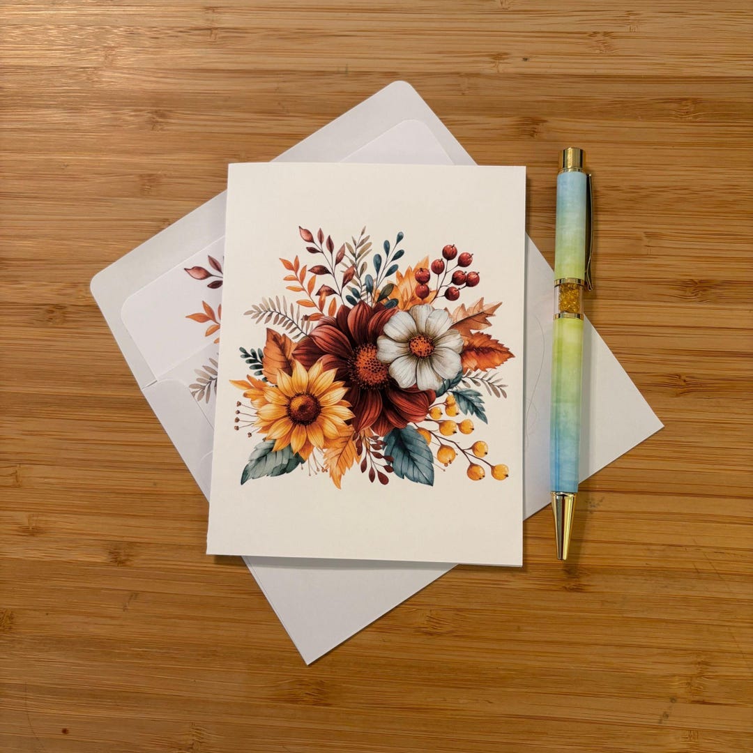 Autumn Note and Greeting Cards With Lined Envelopes Birthday Card Thank ...